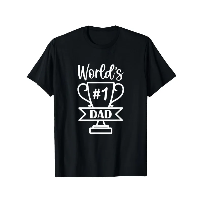World’s #1 Dad T Shirt Fathers Day Gift Trophy Graphic Tee Best Dad Ever Appreciation Casual Top Family Gift for Father Men