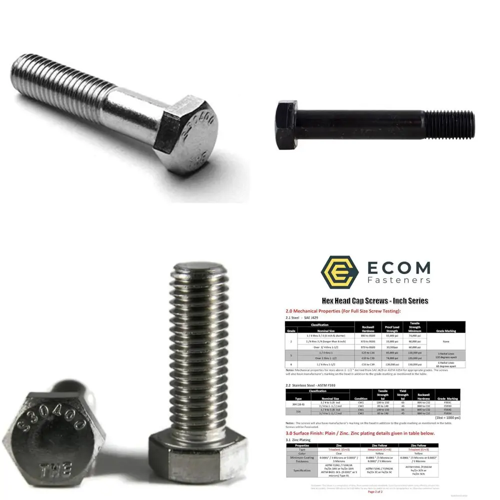 

Винты с шестигранной головкой из нержавеющей стали 3/8-16 x 3 1/4 дюйма, грубая резьба, частичная резьба, 200 шт.