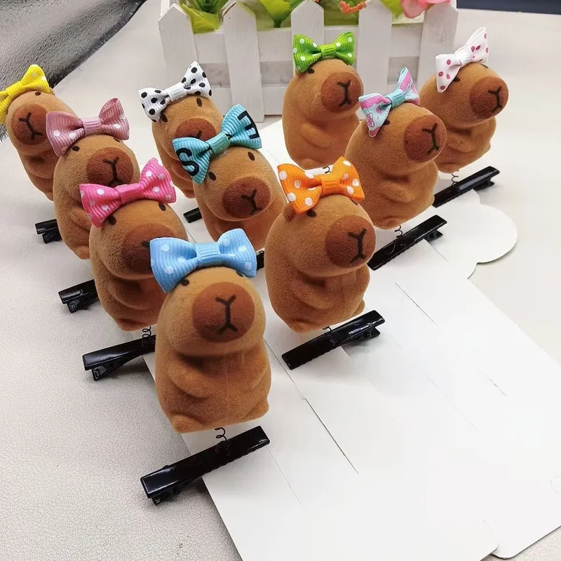 New 1pcs Kawaii Hair Clip Little 3d Capybara Hairpin Spring Clip Duckbill Clip Bangs Clips Side Clips Headwear Hair Accessories