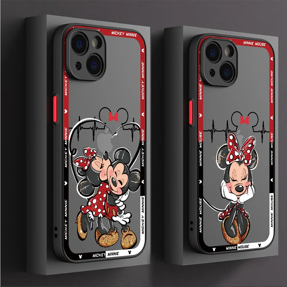 Disney Mickey Minnie Cute Phone Case for iPhone SE 14 Pro 7 8 Plus 11 Pro 13 Mini 12 XS Max XR 15ProMax Shockproof Matte Cover