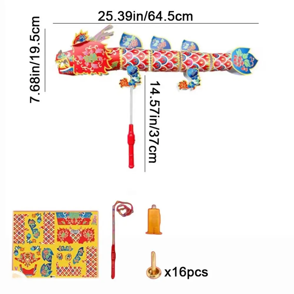 Exquisite Handmade Dragon Lantern Glowing Chinese Style Handheld Dancing Dragon Toy Waterproof Plastic Dragon Light Toy Party