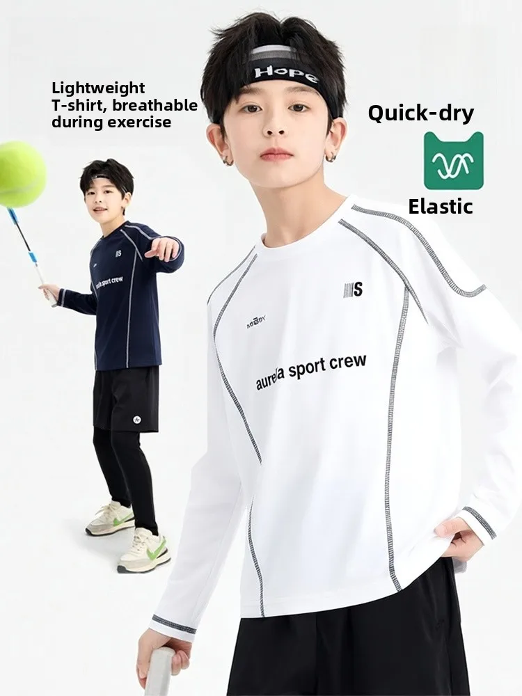 

Lightweight Quick Dry Long Sleeve Outdoor Sports Suit for Boys Cycling Clothes Set Running T-Shirt Teenage Children's Wear