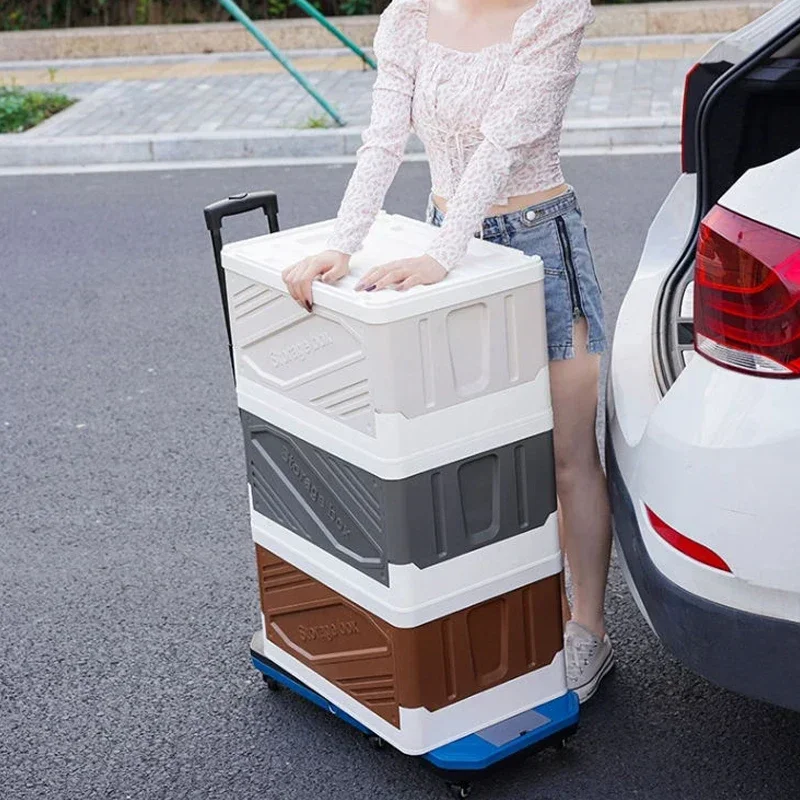 Neuer handgezogener Wagen, faltbarer tragbarer Wagen, kleiner Anhänger, Haushalts-Zugstangen-Handhabung, Pickup, flacher Gemüse-Einkaufswagen