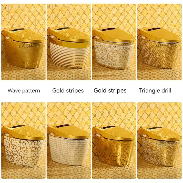 golden plated sanitary ware trap bathroom smart  toilet bowl one piece luxury ceramic gold toilet for sale