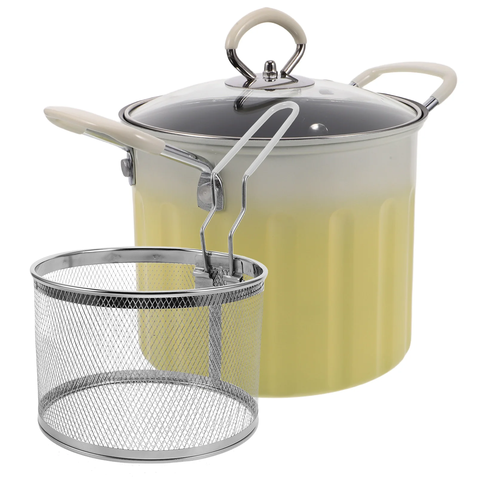 

Drainer Stainless Steel Fryer Deep Frying Chicken Pot with Thermometer Tempura Dad