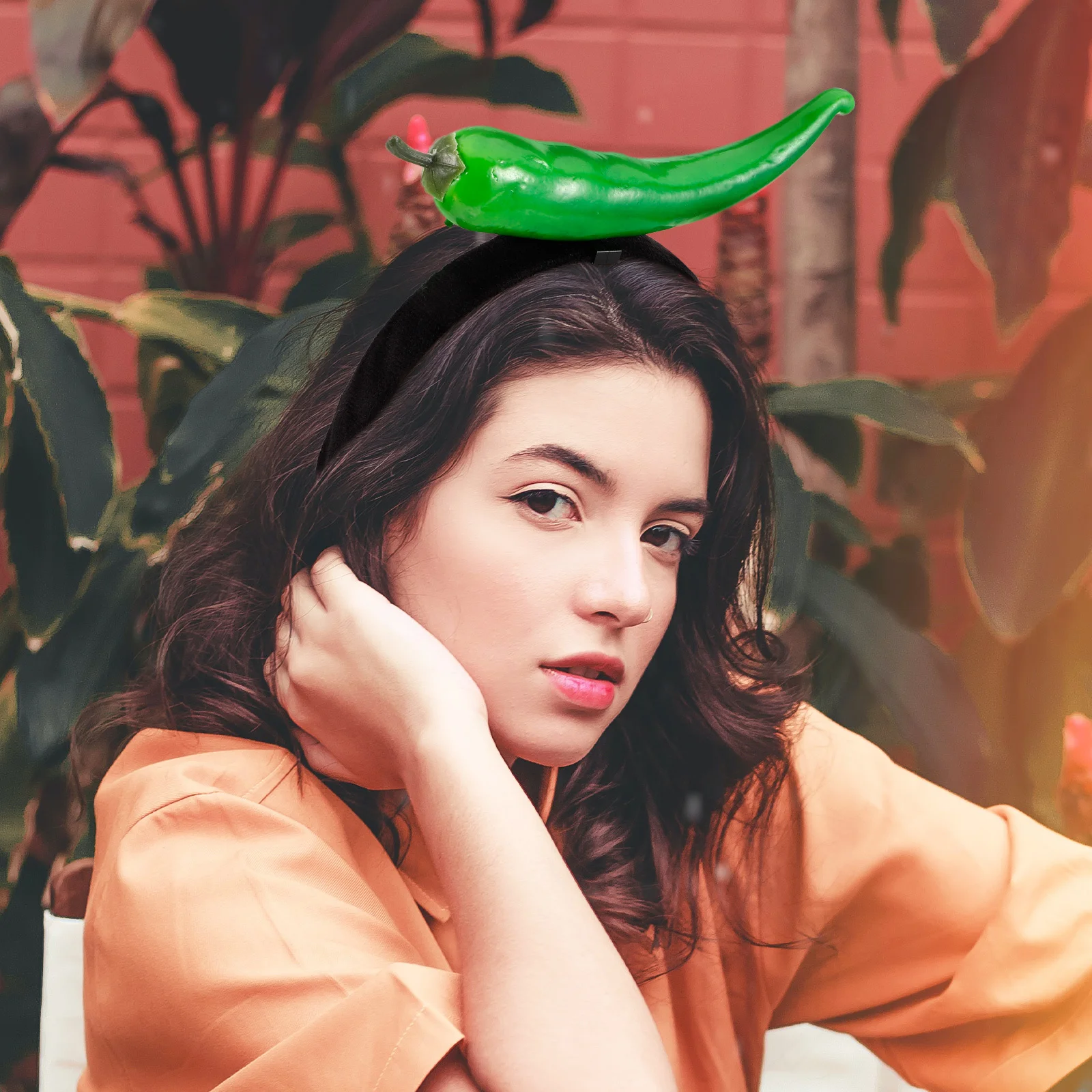 

Unique Chili Design Hair Hoop Pretty and Innocent Headdress Comfortable to Wear for Face Washing and Makeup Party Funny Hairband