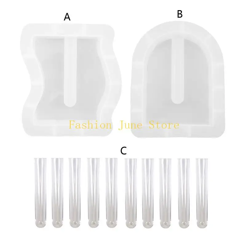 N5KA Flower Pot with Test Tube Silicone Mold Epoxy Resin Casting for Hydroponic DIY Hand Making Planter Home Desktop Decor