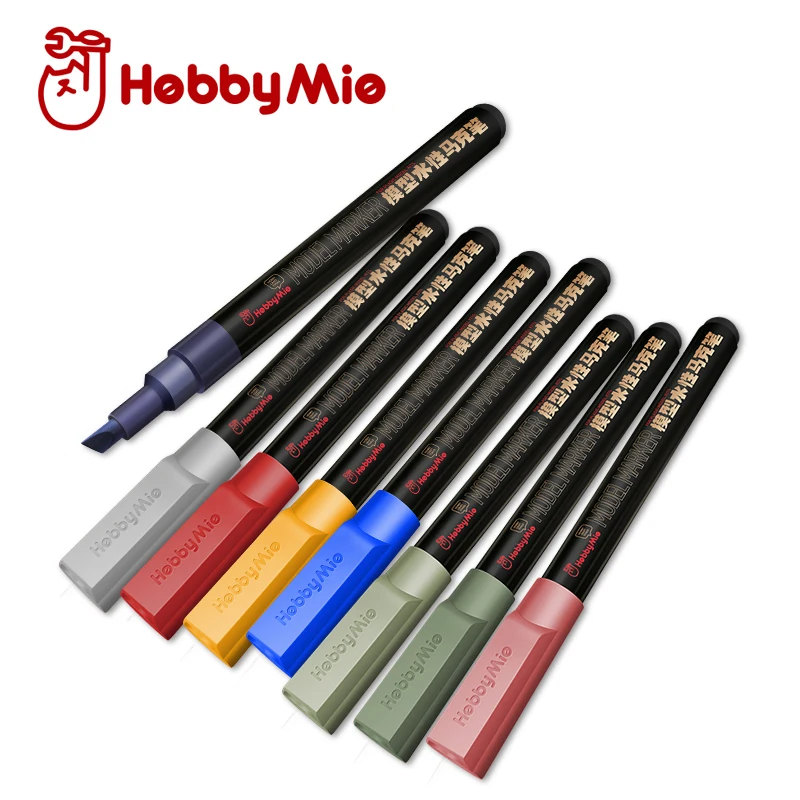 HOBBY MIO MC01-MC08 Water Paint Color Model Pen Double-end Marker Painting Supplies Matte Base Color for Model Coloring Tools