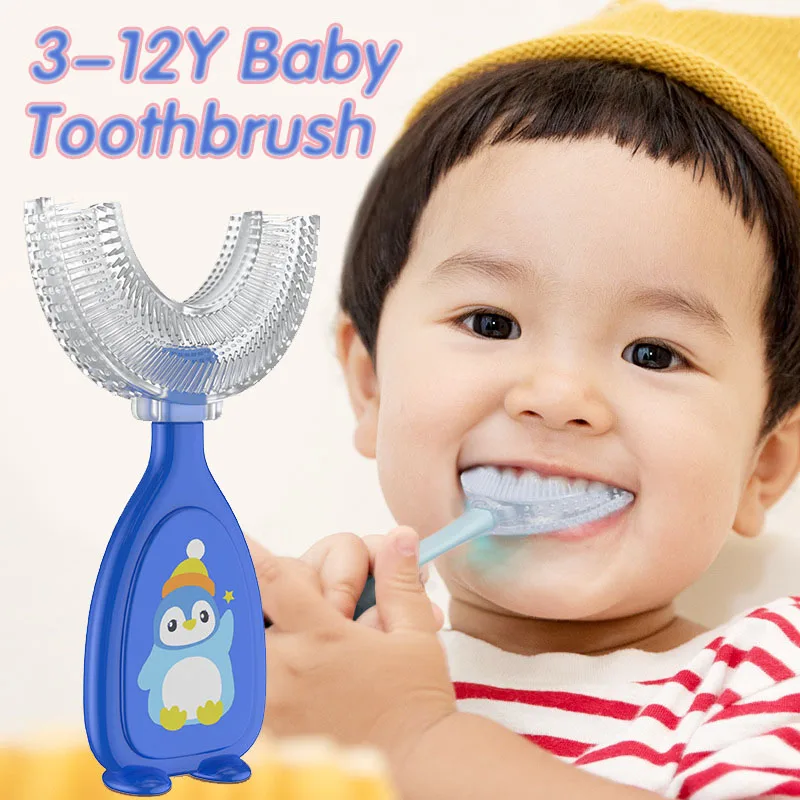 

Cartoon Baby Toothbrush Children 360 Degree U-shaped Child Toothbrush Teethers Brush Silicone Kids Teeth Oral Care Cleaning New