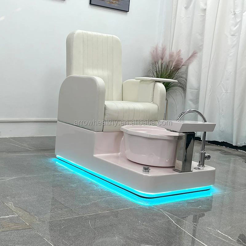 

Furniture Table Set Modern With Water Plumbing White Manicure Spa Luxury Nail Salon Furniture Pedicure Chairs