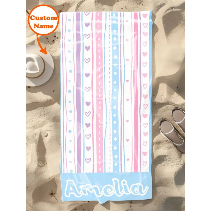 

Персонализированные пляжные полотенца Ins Princess, милое полотенце из микрофибры с индивидуальным именем для подарков на день рождения, быстросохнущие банные полотенца для плавания