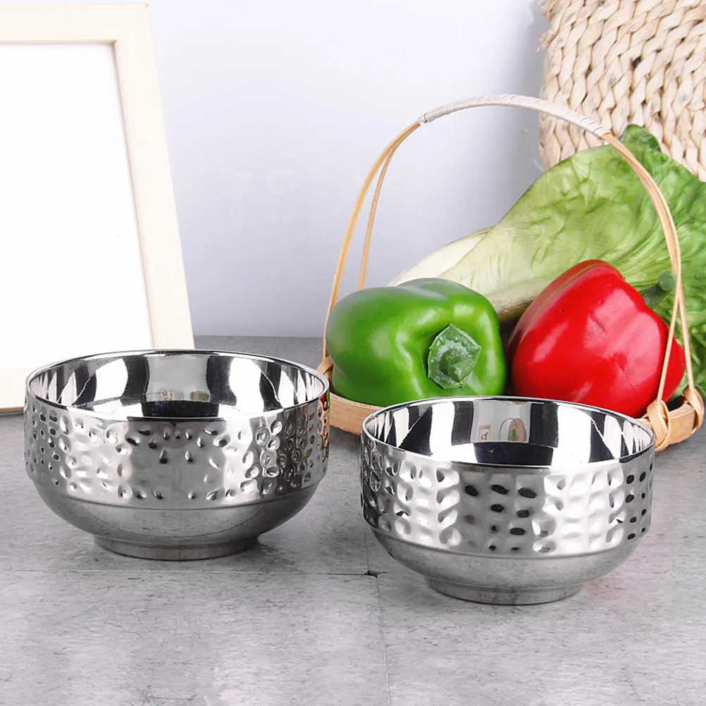 

Hammered Grain Rice Bowl Stainless Steel Salad Bowl Kitchen Home Tableware Food Container