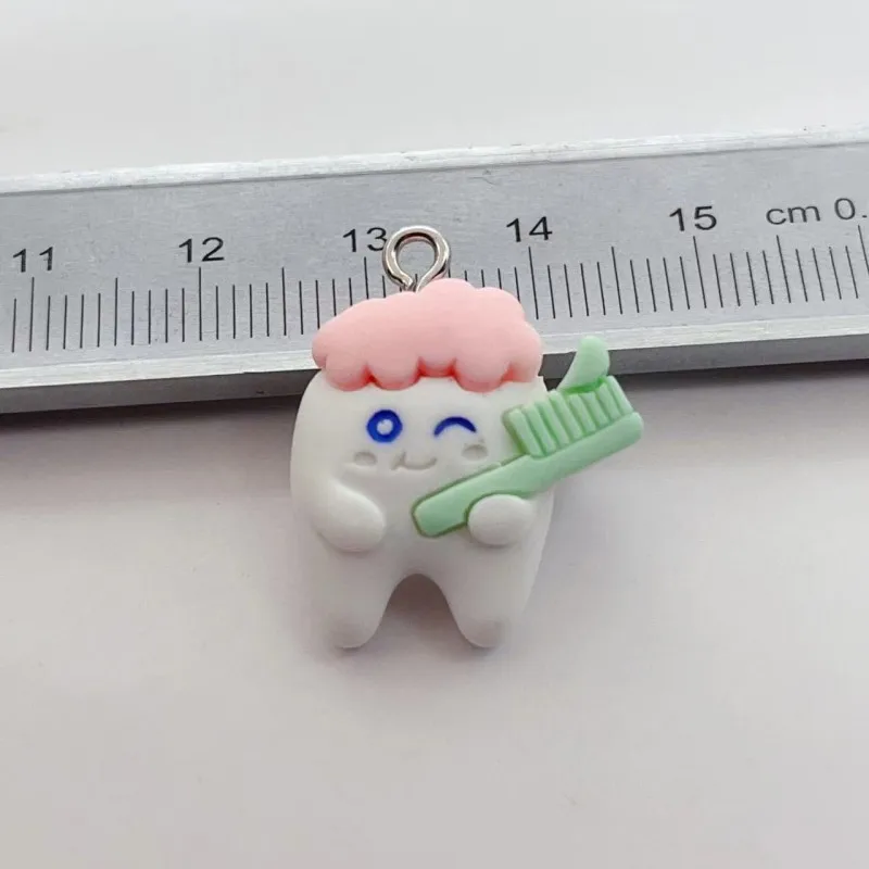 10Pcs Cute Big Eyes Teeth Tooth Resin Charms DIY Cartoon Earring Keychain Pendant Jewelry Making Findings