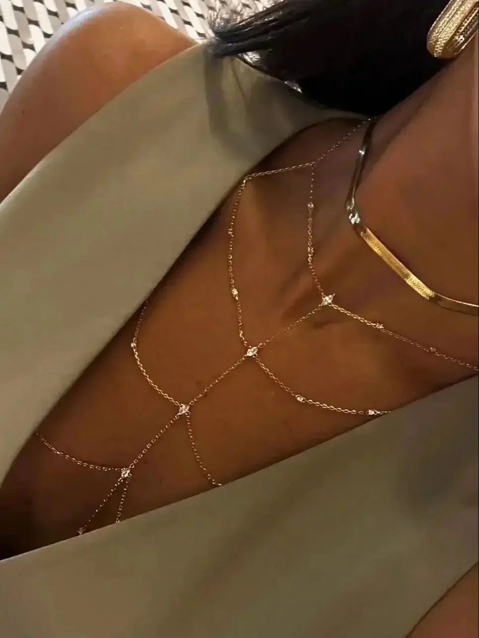 

2025 Новая модная распродажа, сексуальные женские ювелирные изделия, Geoemtric 5A, искрящаяся станция CZ, цепочка с кисточками, регулируемая цепочка для тела