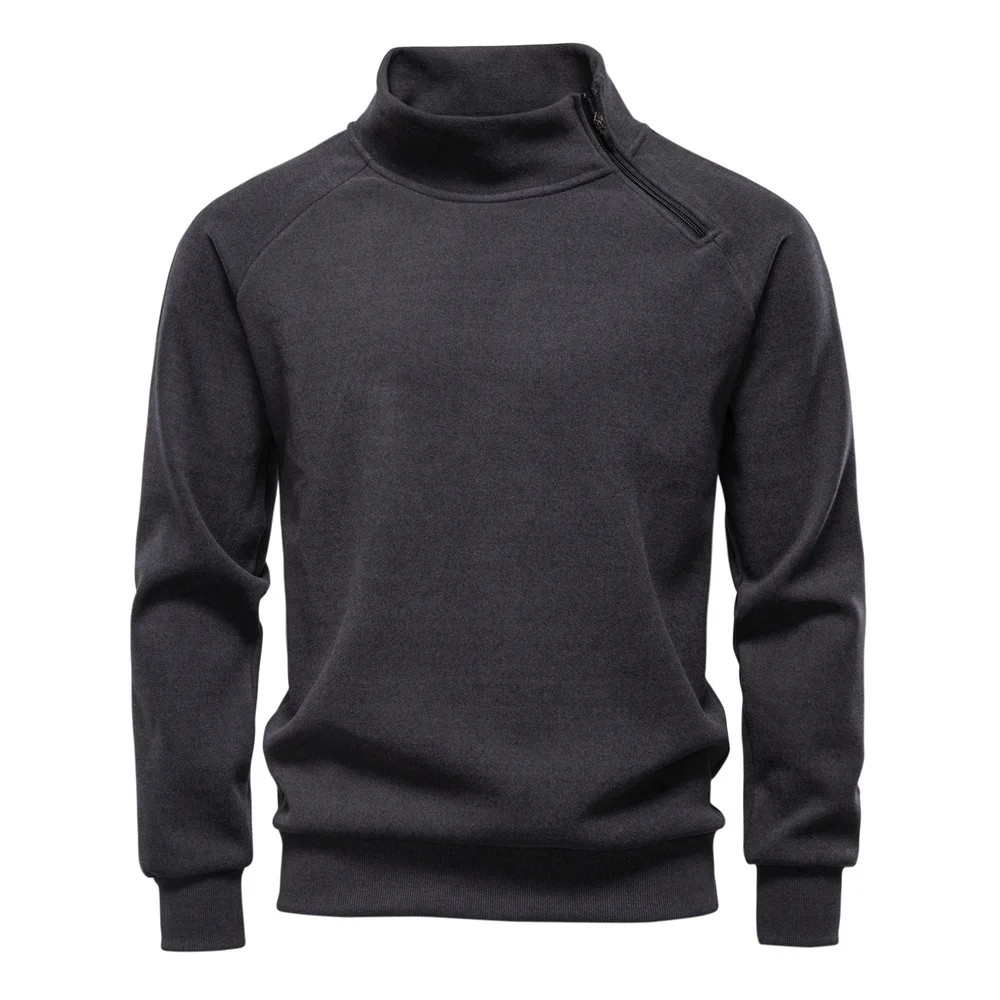 

Men's Trendy Fleece Thick Hoodie Jacket Stand-Up Collar Slanted Zipper Autumn/Winter New 2025