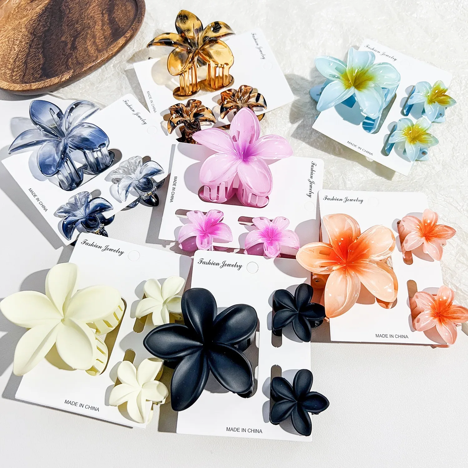 3pcs/set Flower Claw Clip Women Hawaiian Girl Hair Accessories Flower Ponytail Clip Clamp Barrettes Hairpin Summer Beach Jewelry