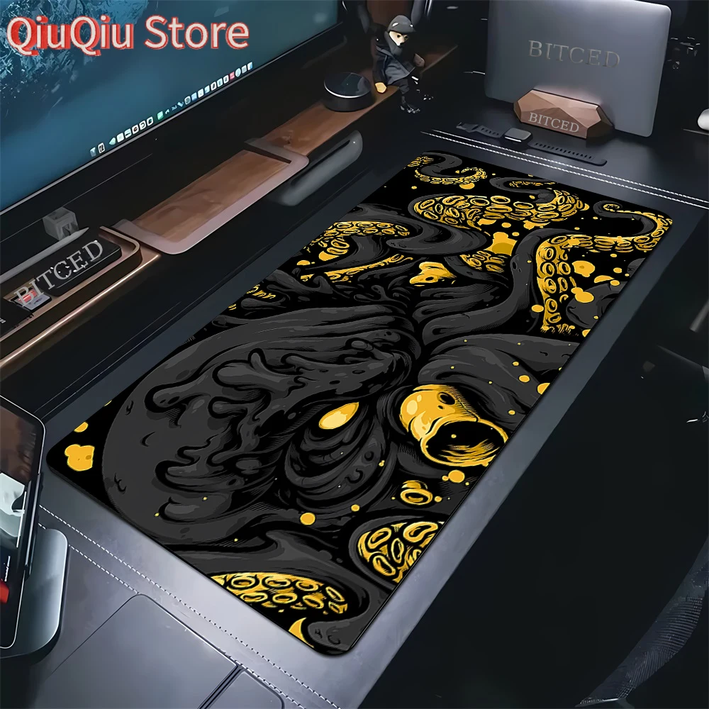 Großes Mauspad, Gamer-Mauspads, Tastaturmatte, XXL, Schreibtischteppich, Oktopus, Monster, PC, HD, Schreibtischmatten, Unternehmen, Oni, Mauspad als Geschenk, 90 x 40 cm