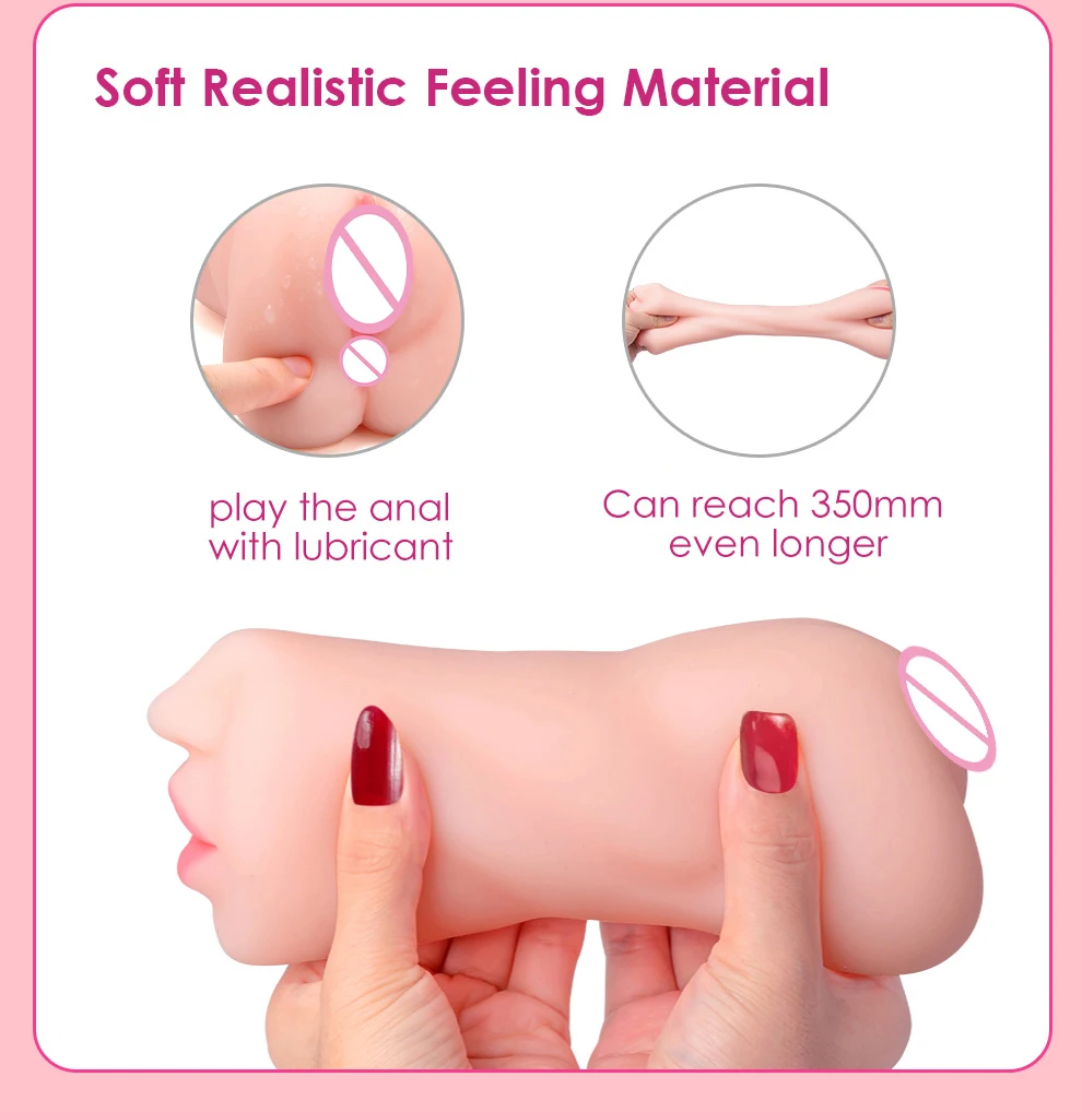 3 IN 1 Sex Toys Masturbation For Men Deep Throat Artificial Real Pussy Oral Male MasturbatorBlowjob Realistic Rubber Vagina