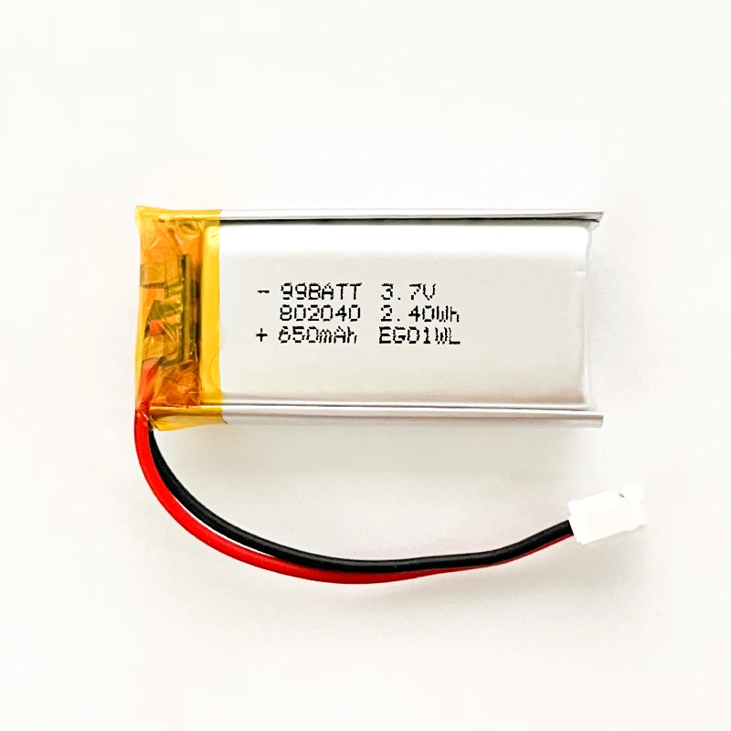 10pcs 802040 Lipo Battery 3.7V 650mAh Li-Polymer Rechargeable Lithium Batteries for Smart Bracelet Audio Speaker Handheld Fan