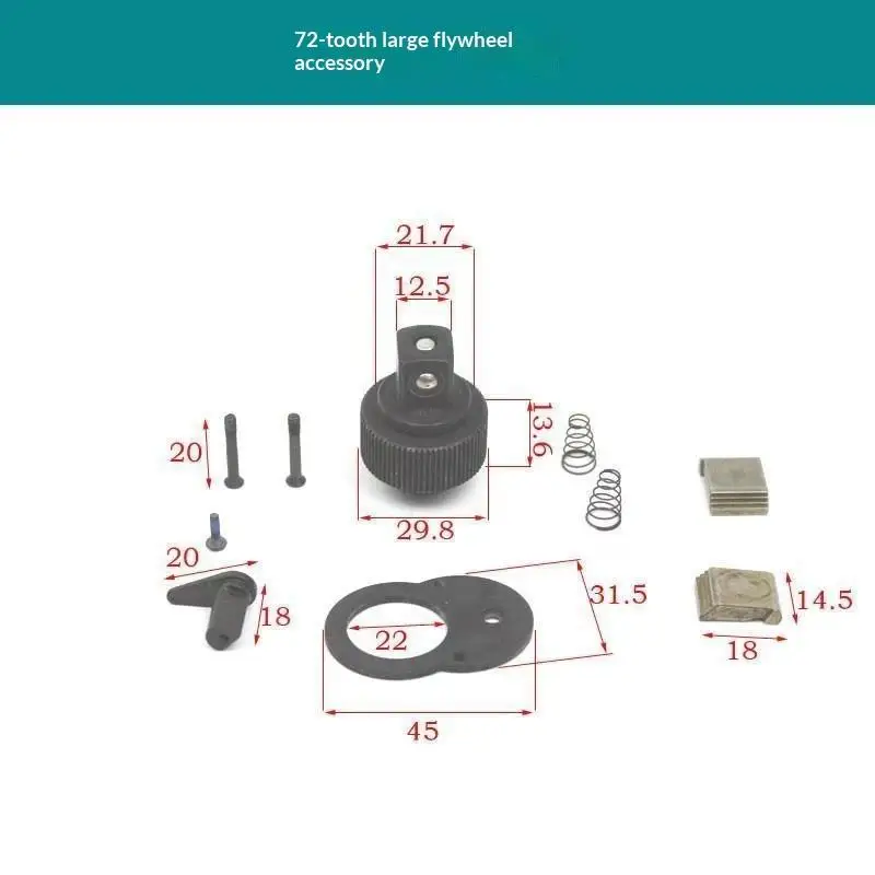 72T Ratchet Wrench Repair Kit Replacement Parts Anti Drop Ball Bearing For 1/4