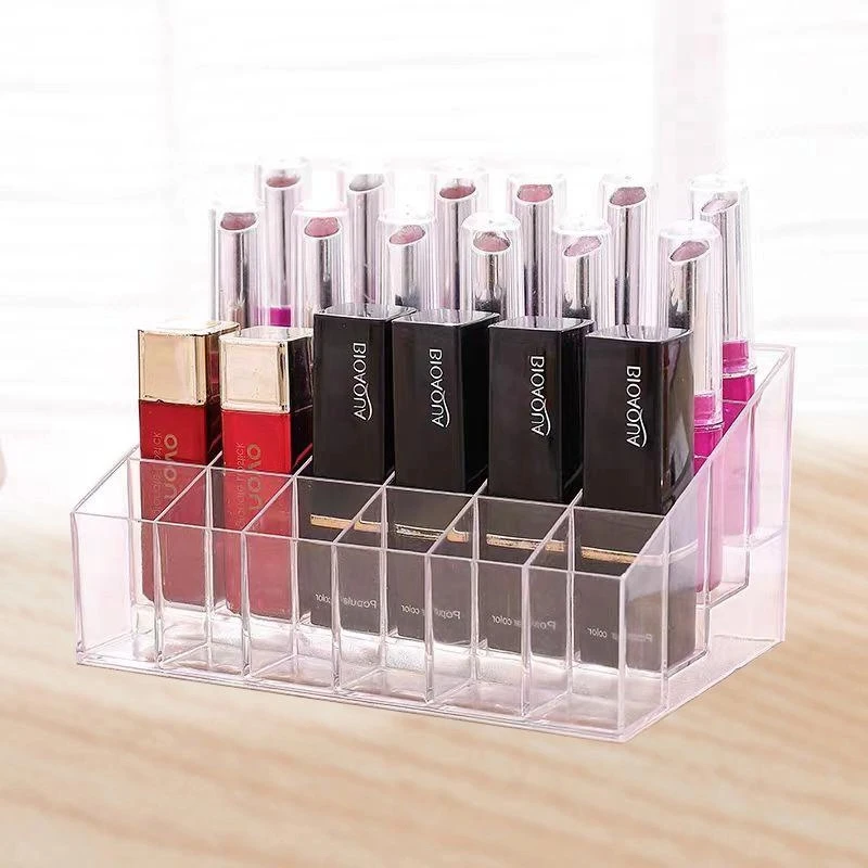 

24 Grids Clear Acrylic Lipstick Box Makeup Organizer Storage Box Make Up Brush Organizer Display Holder Cosmetic Organizer Box