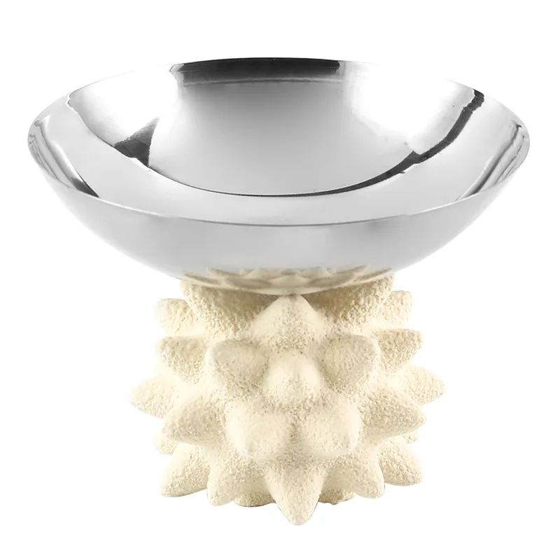 Abstract irregular thorn ball base fruit plate ornament hotel homestay model room edge few metal snack bowl ornament