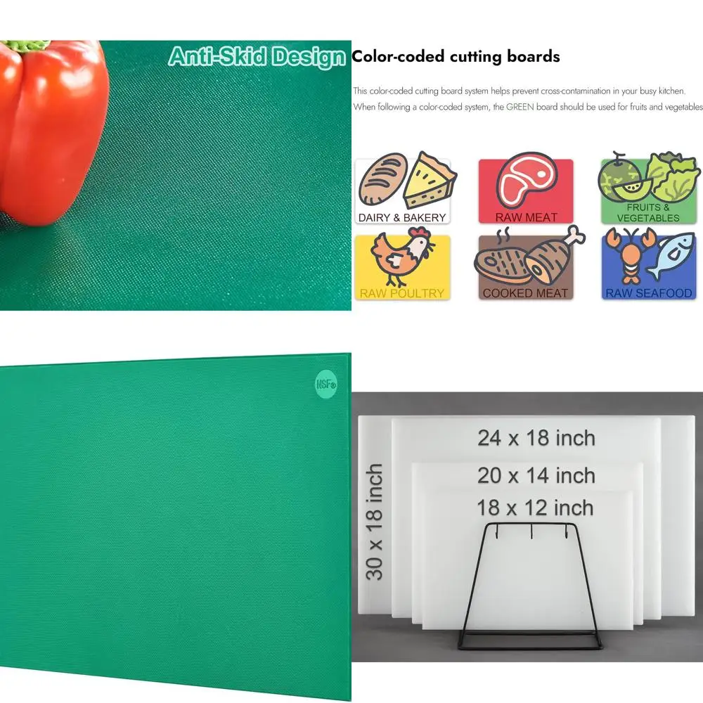 

Green 30x18 Commercial Grade Chopping Board with Anti-Slip Surface, Dishwasher Safe