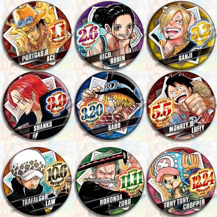 One Piece Anime Badge Set Official Merchandise 2020 Birthday Collection Luffy Zoro Chopper Sabo Ace Cosplay Accessory Pin Gift