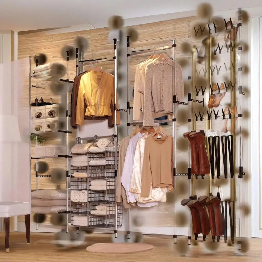 

Adjustable Aluminum Telescopic Shoe Rack with Rods - Space-Saving Storage Solution