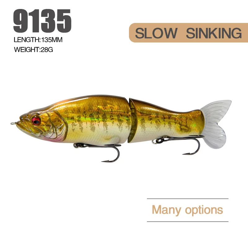 1pcs 135mm 28g Jointed Bait Shad Glider Swimbait Fishing Lures Hard Body Slow Sinking Jointed Bass Pike Lures Fishing Tackle