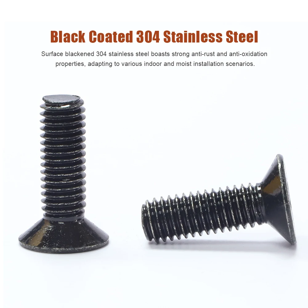 Black 304 Stainless Steel Torx Pin-in Flat Head Anti Theft Screw M2 M3-M8 CSK Head Tamper-proof Security Screw for License Plate