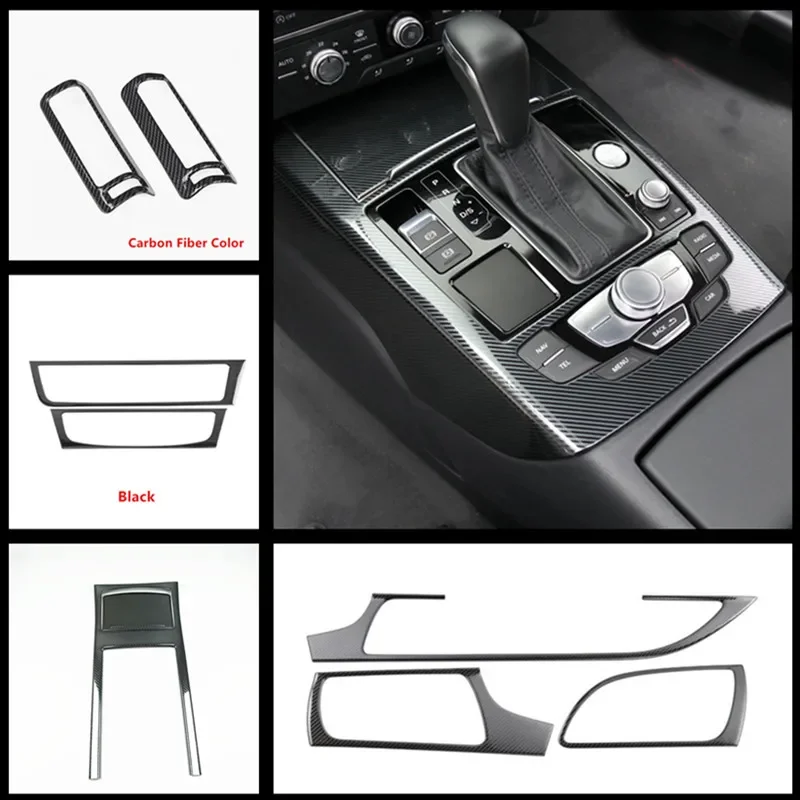 Center Console Gear Shift Frame Water Cup Holder Panel Trim For Audi A6 C7 2012-2018 Stainless Steel Air Outlet Cover Trim