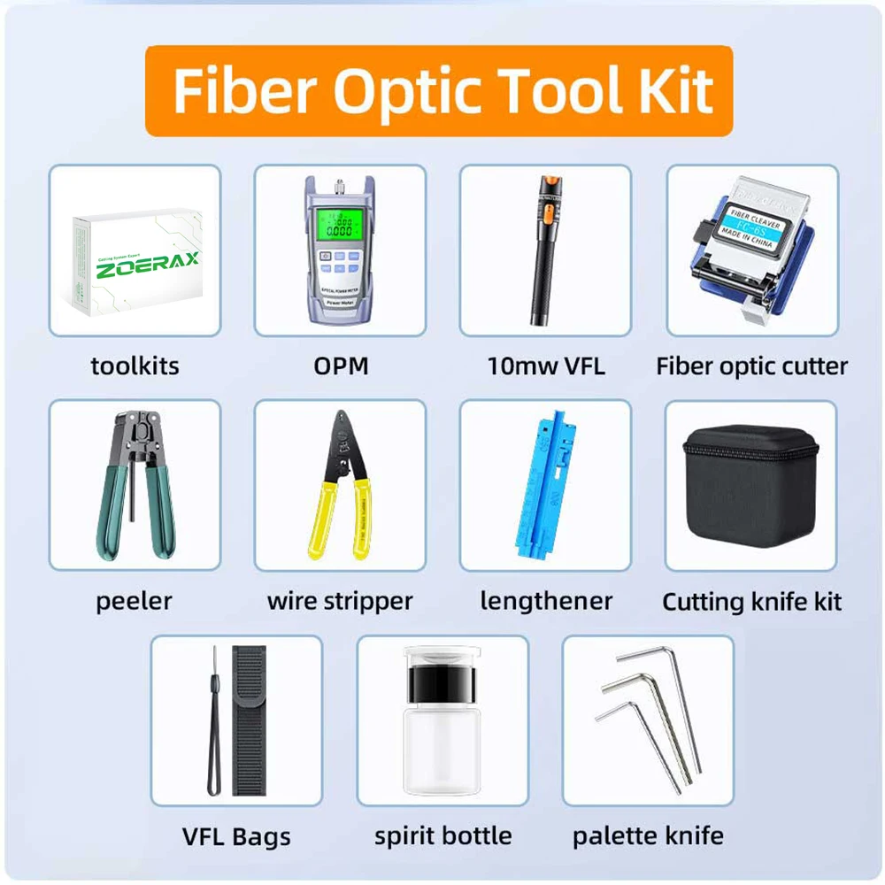 ชุดเครื่องมือไฟเบอร์ออปติกนาตาลิงค์ FTTH เครื่องวัดพลังงานแสงไฟเบอร์และเครื่องตัดไฟเบอร์,เครื่องปอก,เครื่องระบุตำแหน่งข้อบกพร่องด้วยภาพ 10MW (ไม่มีแบตเตอรี่)