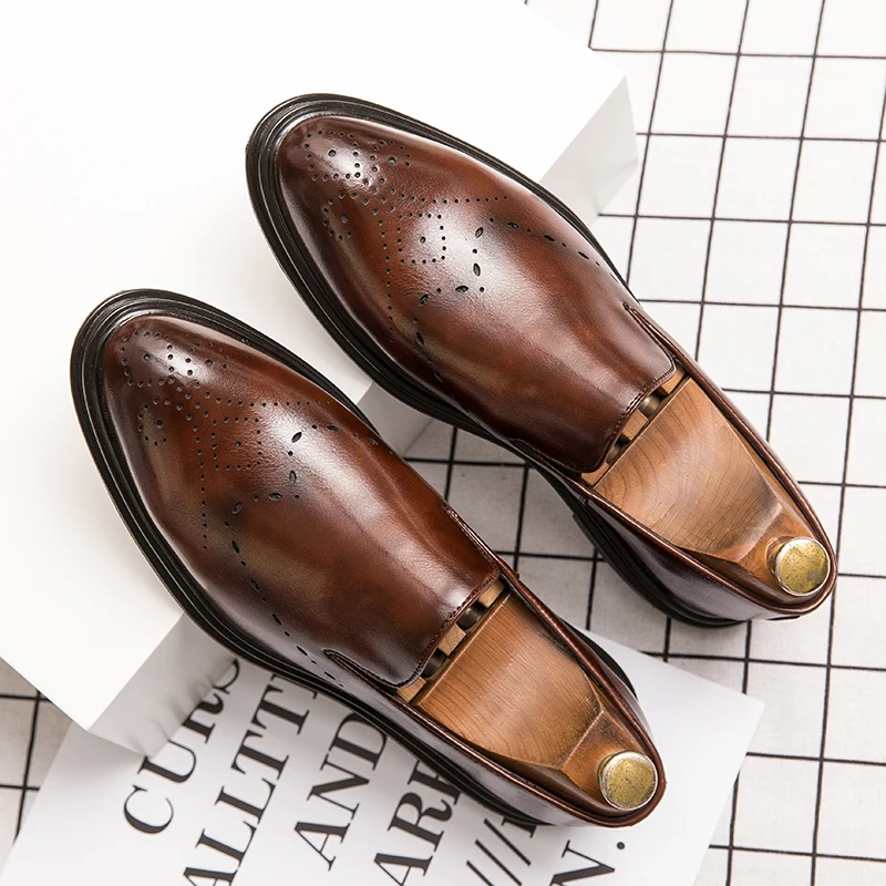 

Hot Selling Men's Leather Casual Shoes Europe America Anti Slip Wear-resistant Soles Loafers Men's Banquet Dress Shoes Versatile