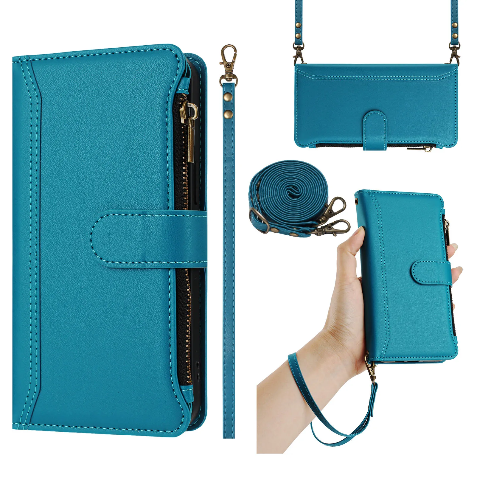 حافظة محفظة كتف لهاتف سوني اكسبيريا 1 VII 10 VI 5 V IV Crossbody متعددة 9 بطاقات شحن لاسلكي غطاء حبل جلدي