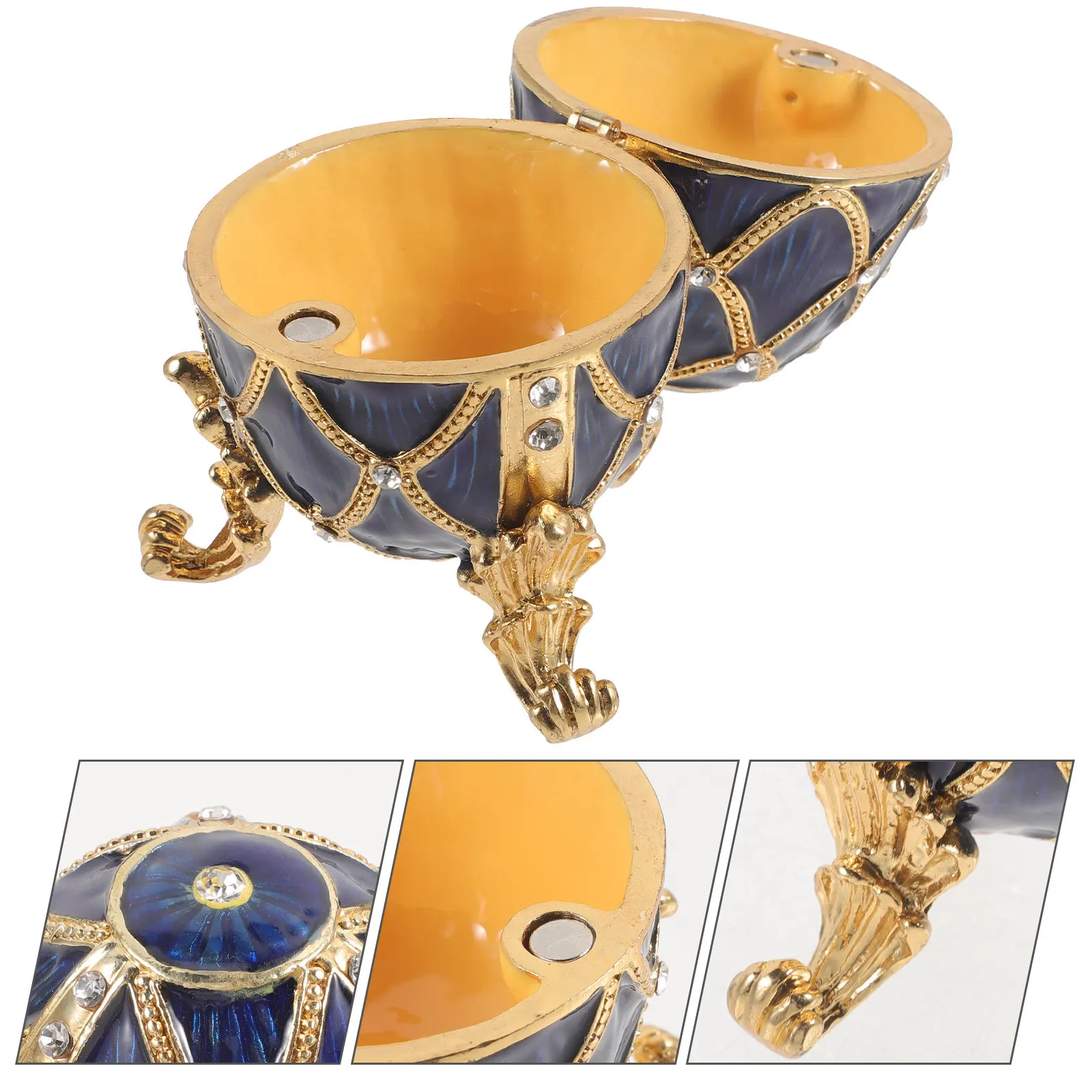 

1Pcs Vintage Style Gold Plated Rhinestone Egg Jewelry Container Creative Organizer for Women Necklace Earring Bracelet Storage