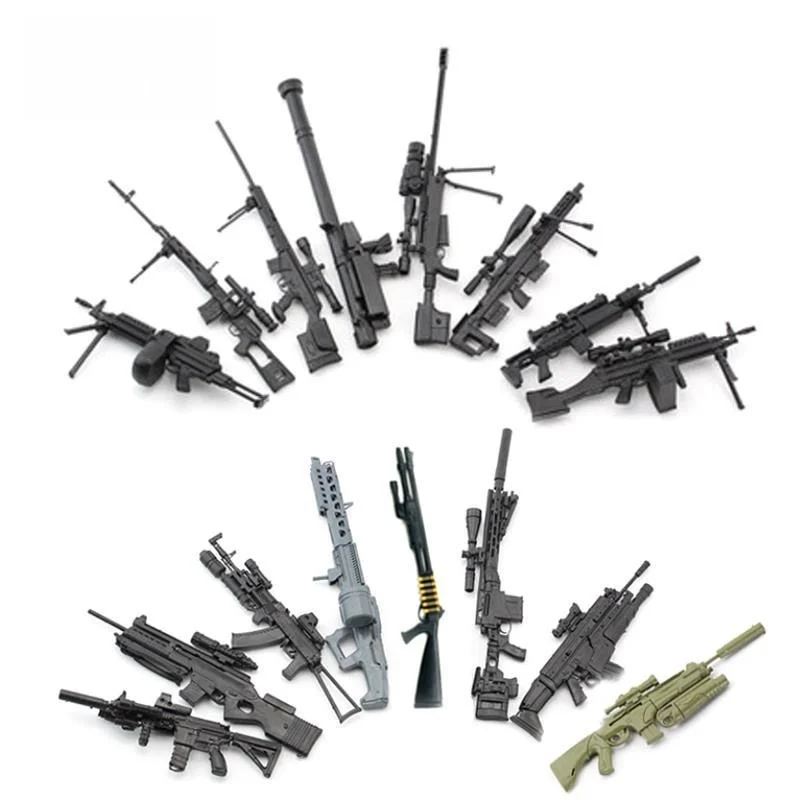 1/6 Monteren Pistool Model Machinegeweer Machinepistool Sniper Rifle SVD AK47 MP40 MG42 Plastic Montage Kit 8 stks/set