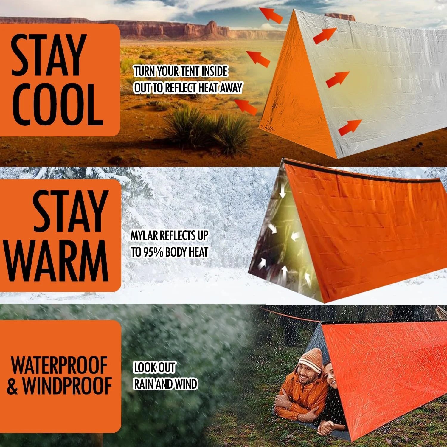 Imagem -03 - Waterproof Survival Shelter Emergência Tenda Tubo Mylar Sos Exterior Bolsa de Dormir Cobertor Térmico Pessoas Bivy Kit Sobrevivência