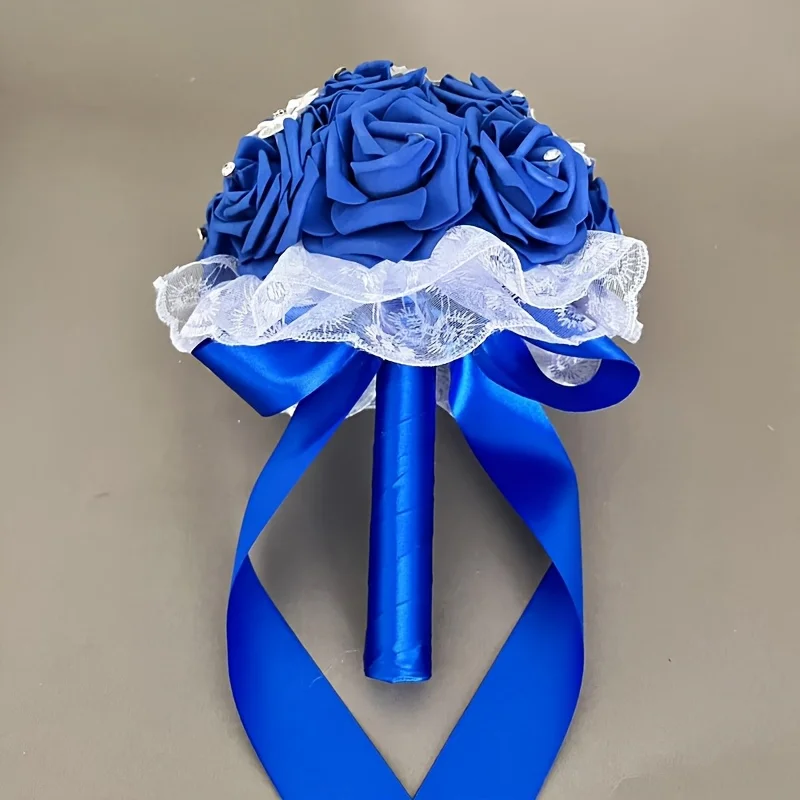 Букет королевского синего цвета - смесь цветов с разбросанными звездами, свадебный букет ручной.