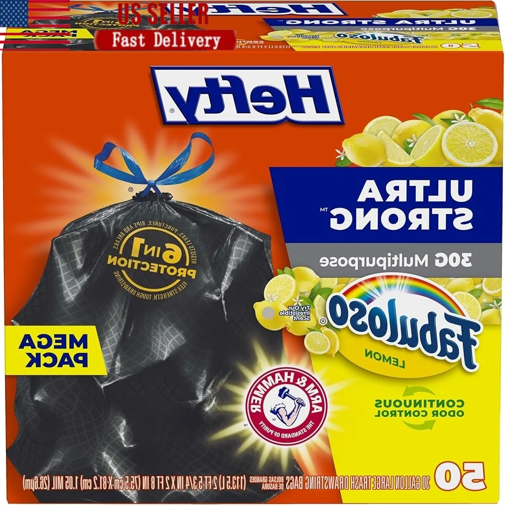 

Сверхпрочные мешки для мусора на 30 галлонов с застежкой на шнурке, большие мешки для мусора с контролем запаха, многофункциональные герметичные 50 шт.