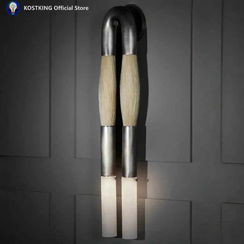 

Бра из конского волоса, настенный светильник, скандинавский винтажный дизайнерский медный декор, светодиодный светильник для спальни, коридора, отеля, гостиной, столовой, настенный светильник