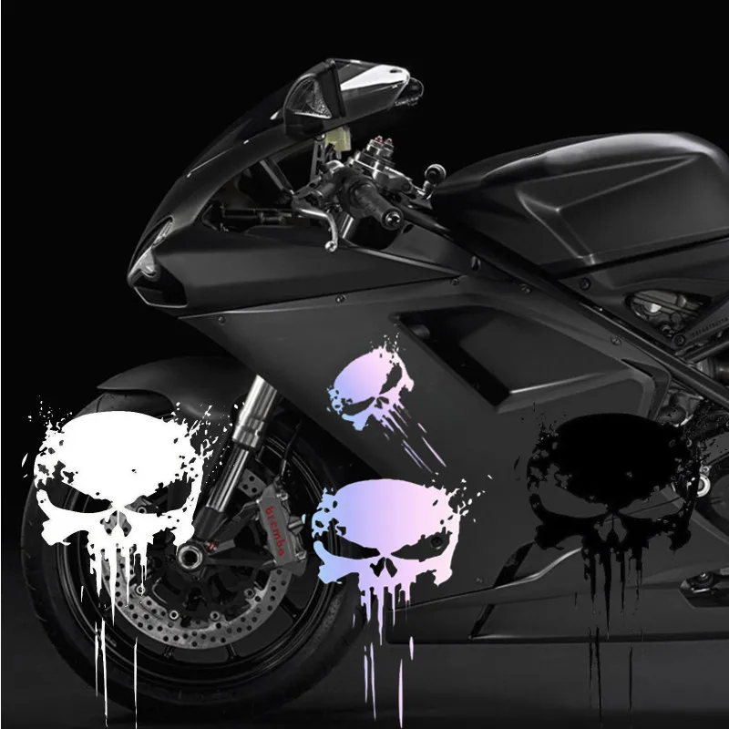 1/5PCS Skull Sticker Reflective Decal Motorcycle Stickers Waterproof Sun Protection Universal Car Motorbike Decoration Accessory