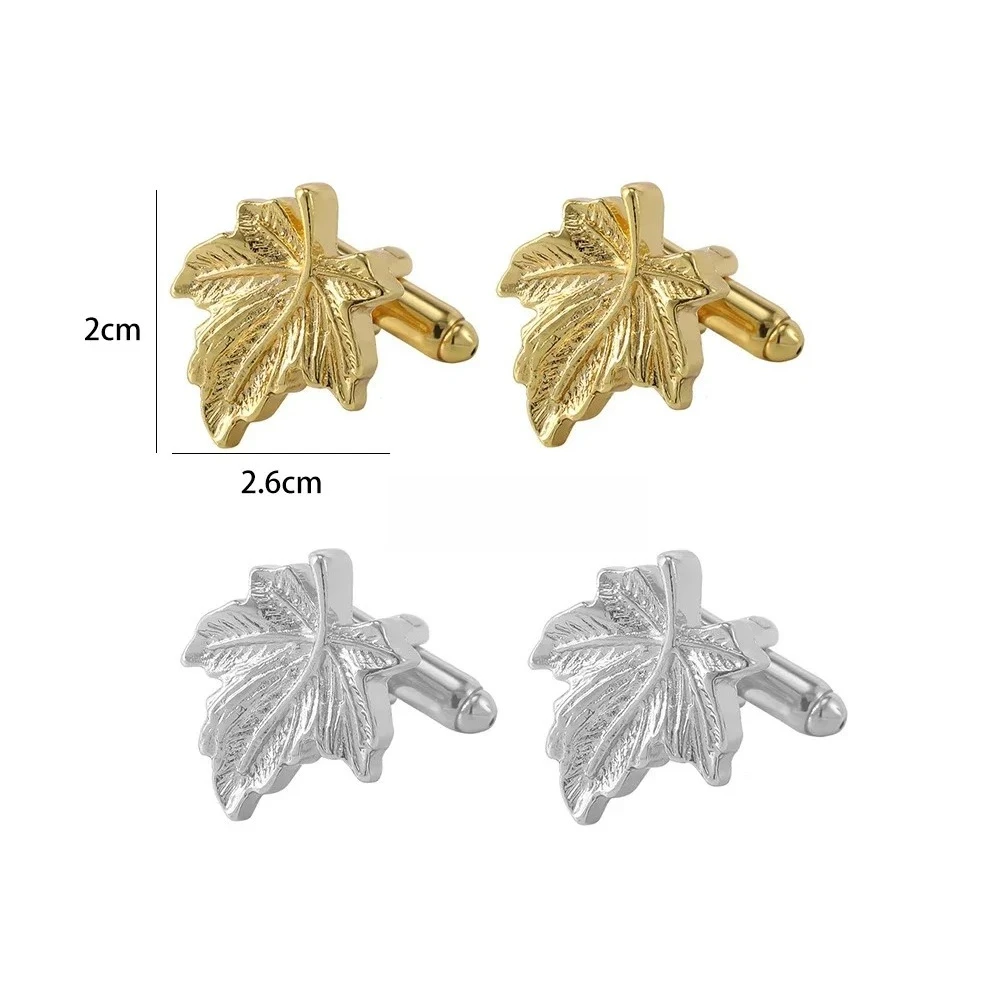 1pair New Fashionable Versatile Maple Leaves Cufflinks Fashion Men's Business Banquet Suit Shirt Cuffs Buttons Luxury Wedding Cu