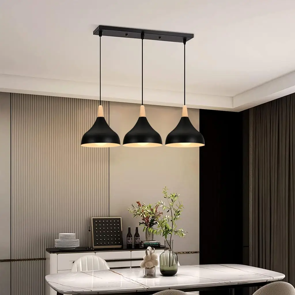 Nordic Wood LED Pendant Lights Ceiling Chandelier for Kitchen Dining Living Room Lighting Modern Hanging Lamps Shade Home Decor