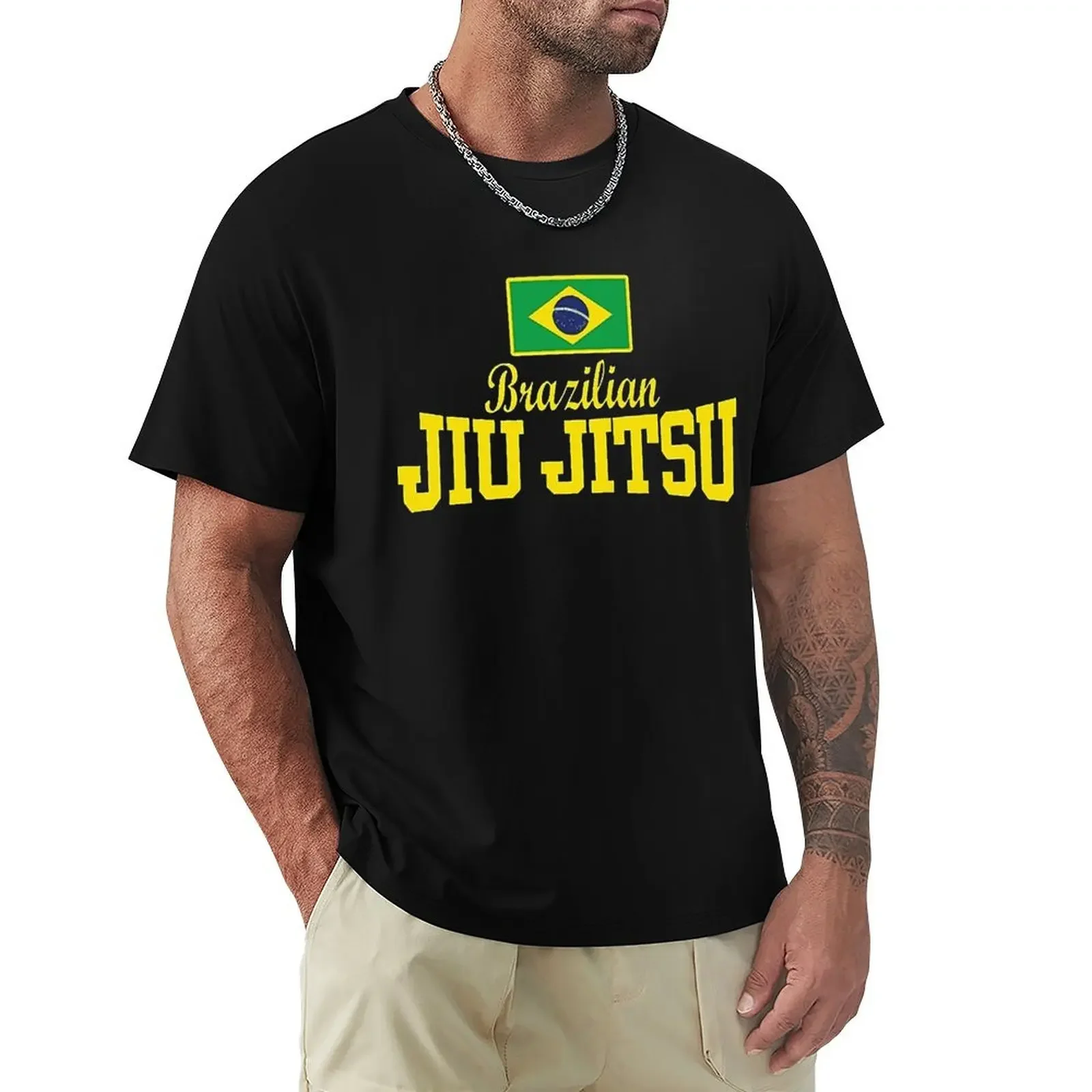 Flag Text BJJ Judo Brazilian Jiu Jitsu Men's T Shirt Harajuku Short Sleeve T-shirt Cotton Graphics Tshirt Tops