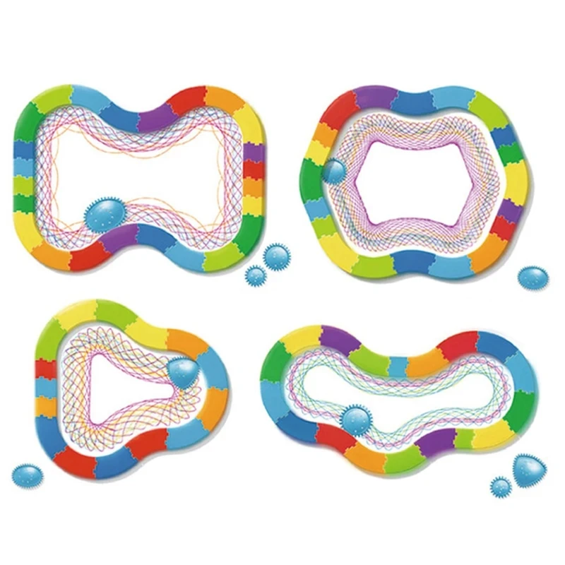 재미있는 스피로그래프 드로잉 장난감 세트, 맞물림 기어 및 플레이트 기하학 자, 창의적인 교육용 어린이 DIY 아트 공예 자 장난감