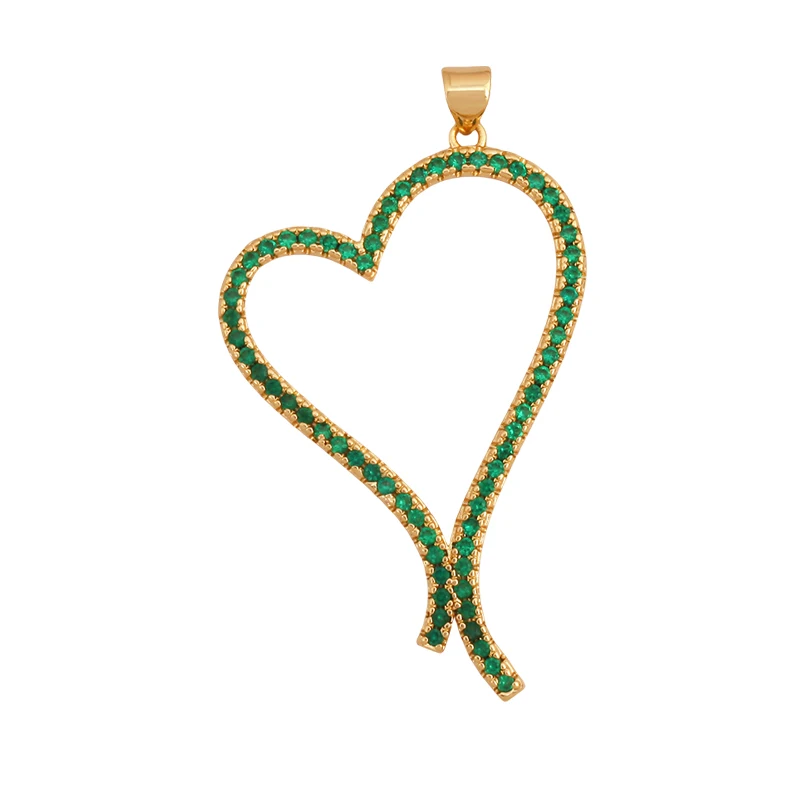 Mode Bunte Zirkon Brenn Liebe Herz Charm Anhänger, Echt 18K Gold Überzogene Halskette Armband DIY Handgemachten Schmuck Liefert S26 – Detail 17
