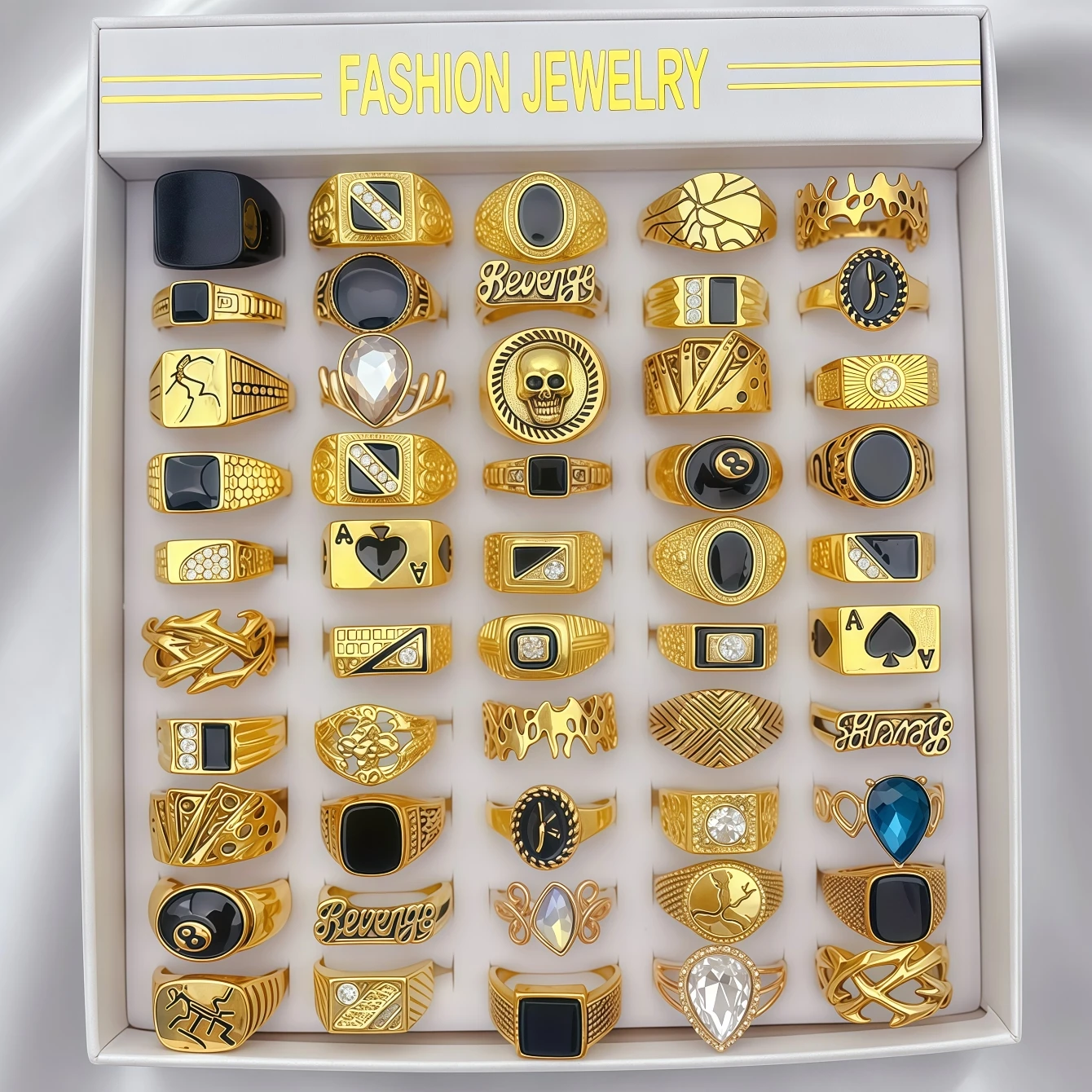8/15/25/50/100Pieces Vintage Punk Square Geometry Skull Rings Set For Women Men Mix Style Gothic Retro Daily Jewelry Party Gifts