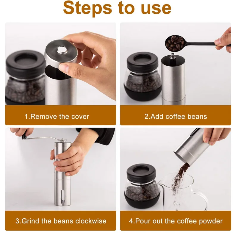 Manual Coffee Grinder Stainless Steel Manual Conical Burr Coffee Bean Grinder with Hand Crank and 18 Adjustable Settings