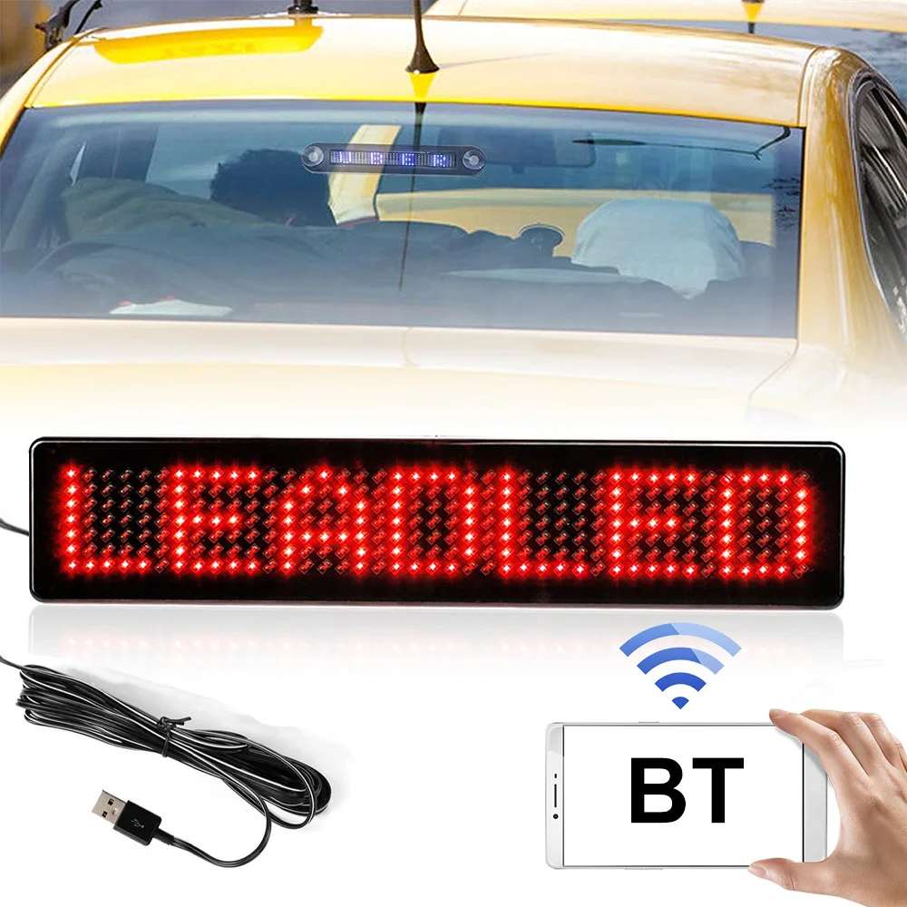 

DIY Programmable Scrolling Message Board Car Windshield Sign Light Suction Cup Advertising Screen Bluetooth APP Control LED Lamp